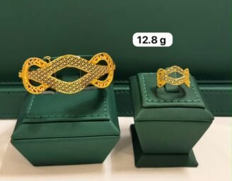 Elegant Gold Infinity Filigree Bracelet & Ring Set